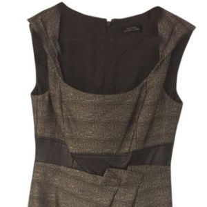 Tahari Espresso/Gold Textured Sheath Dress - XS 2